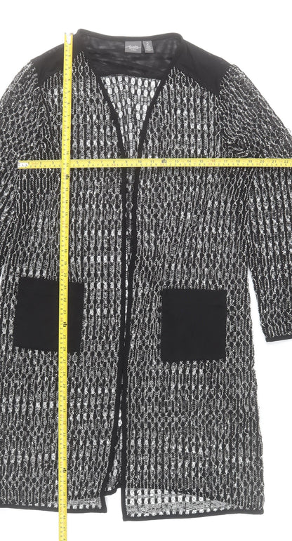 Chico’s Women’s Black Open-Knit Long Cardigan Size 16