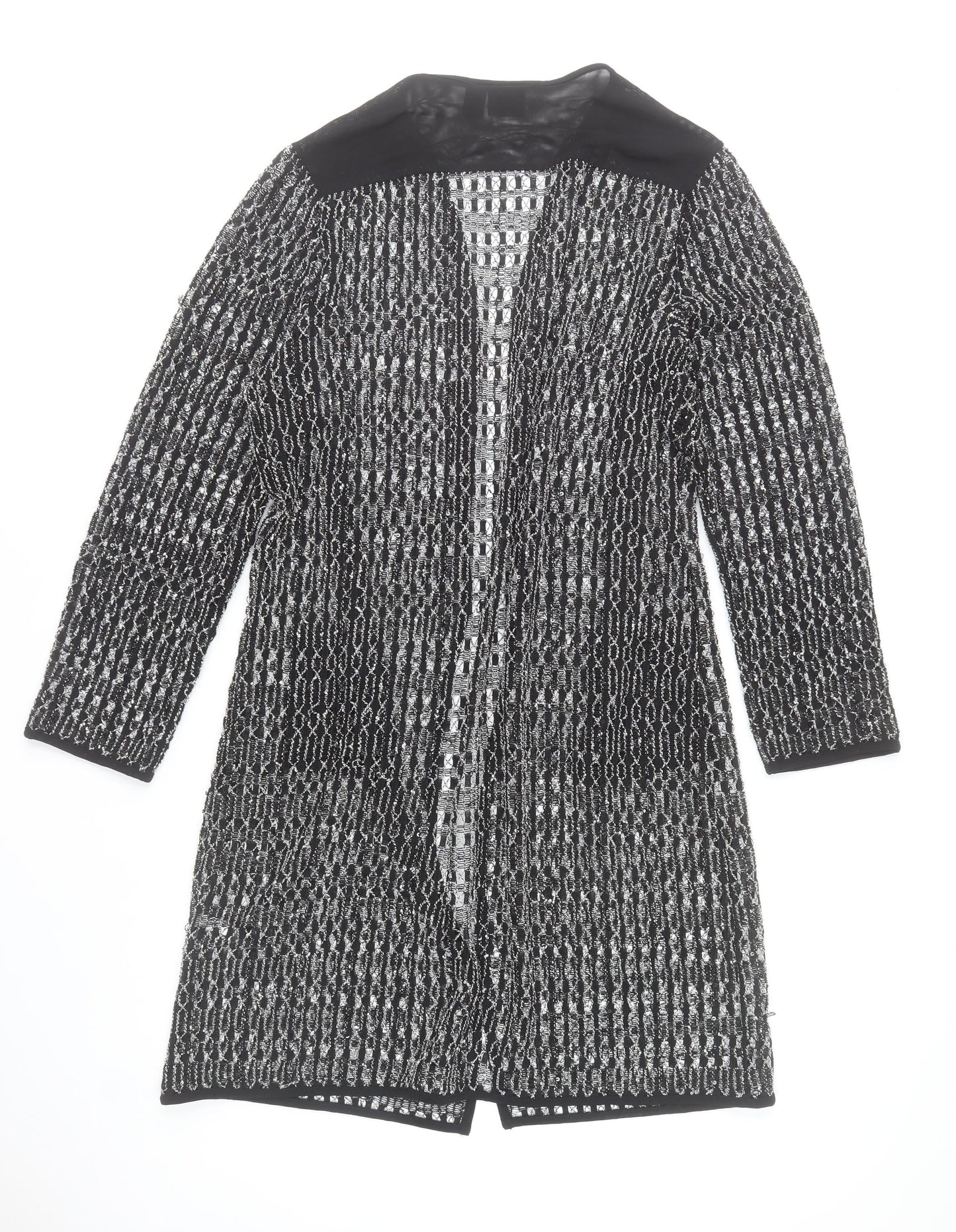 Chico’s Women’s Black Open-Knit Long Cardigan Size 16