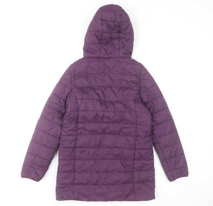 Peter Storm Girls Purple Hooded Puffer Jacket 11-12 Years Lined Mid-Length