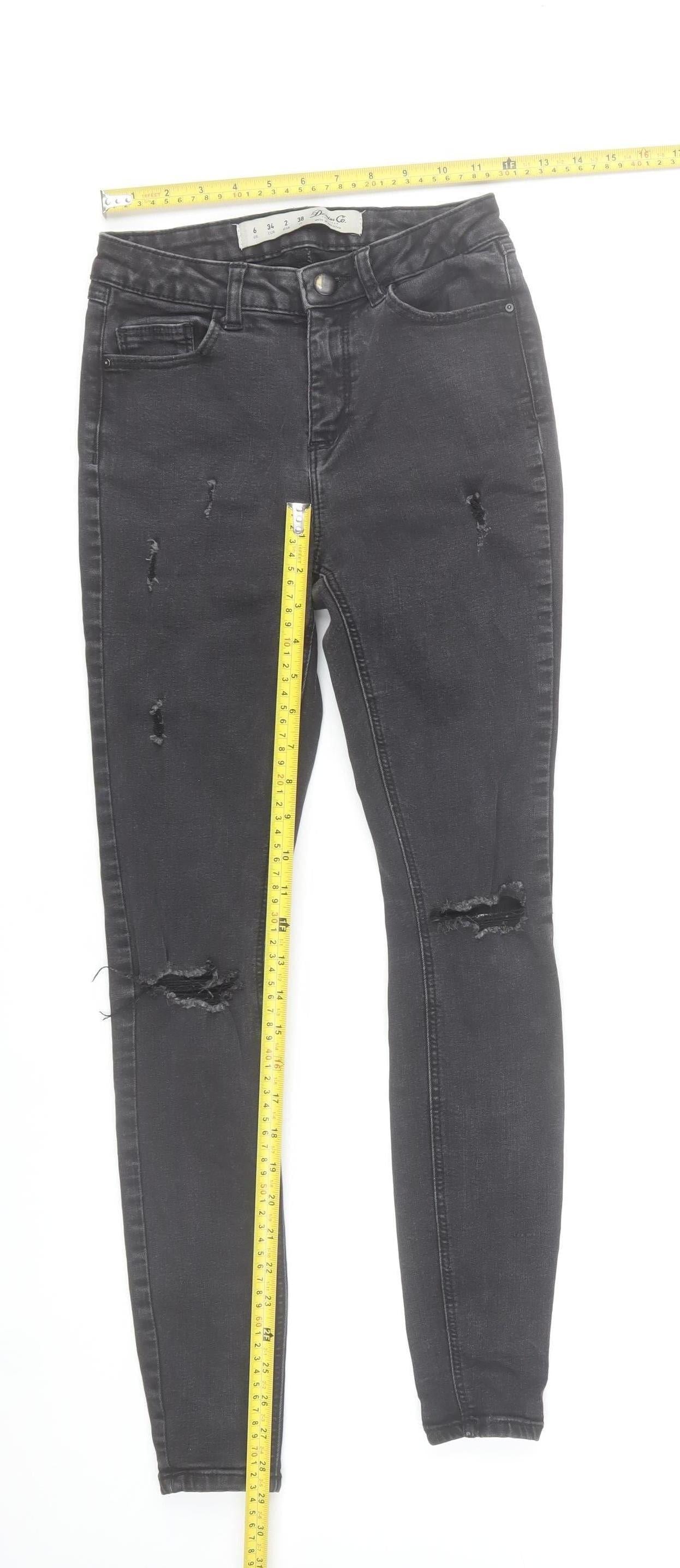 Denim Co. Womens Black Skinny Distressed Jeans Size 6 Slim Fit