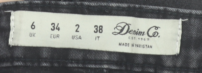 Denim Co. Womens Black Skinny Distressed Jeans Size 6 Slim Fit