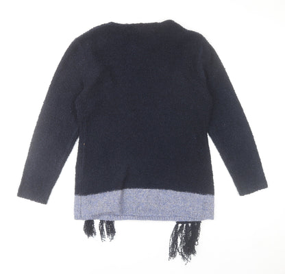 Paco Boutique Women Navy Blue Geometric Knit Jumper Size 12 Acrylic Blend