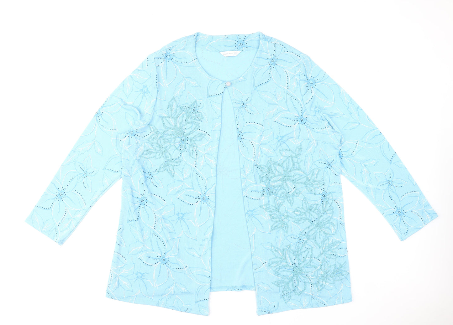 Heather Valley Women's Blue Floral Tunic Blouse Size 20 Long Sleeve