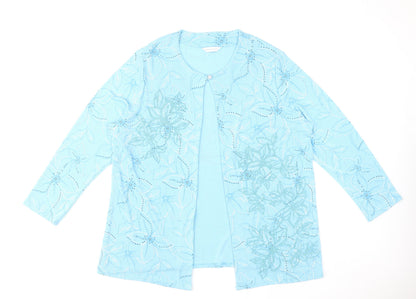 Heather Valley Women's Blue Floral Tunic Blouse Size 20 Long Sleeve