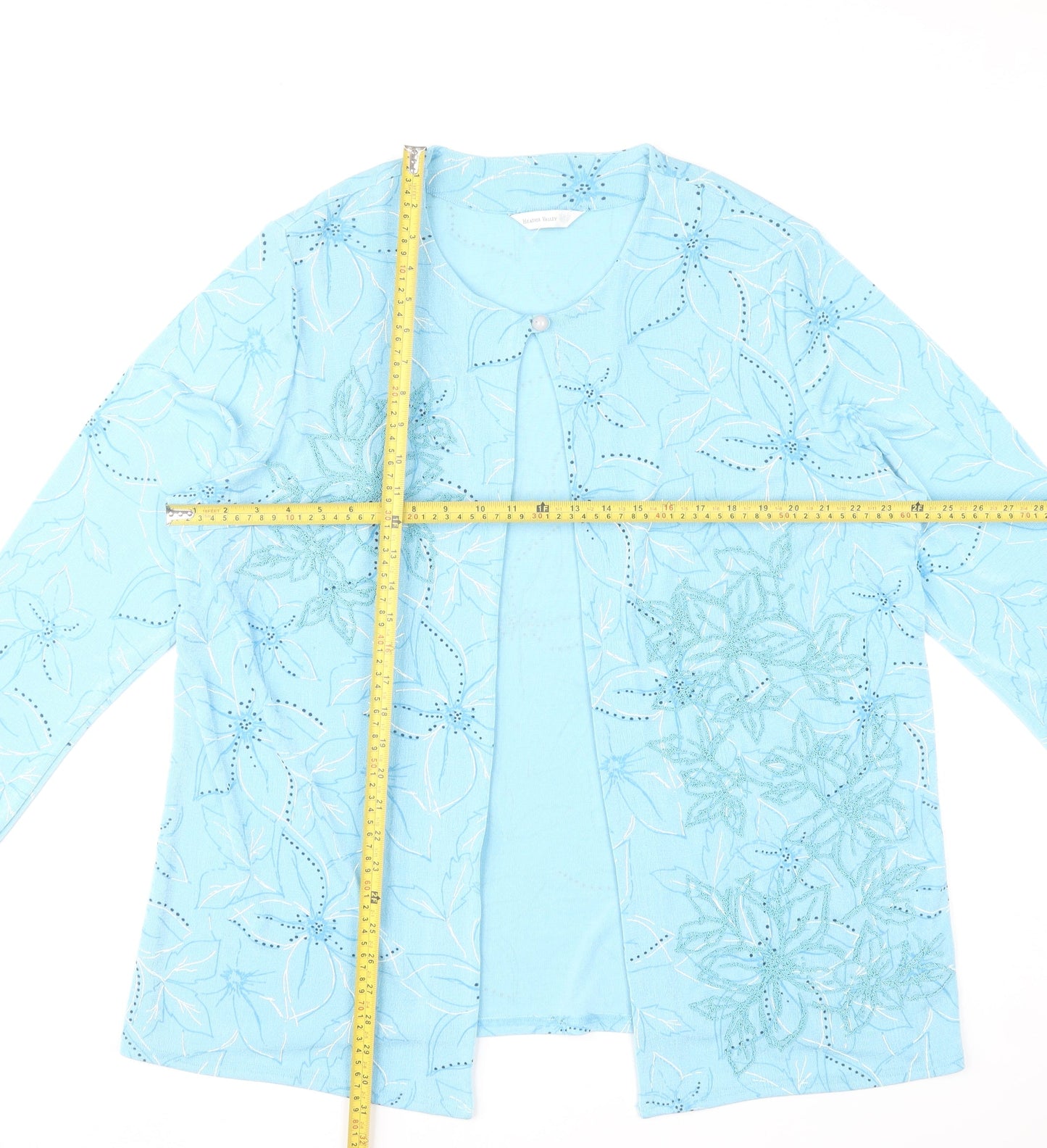 Heather Valley Women's Blue Floral Tunic Blouse Size 20 Long Sleeve