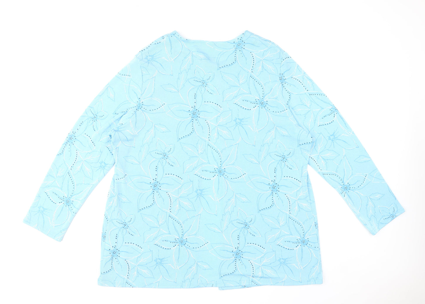 Heather Valley Women's Blue Floral Tunic Blouse Size 20 Long Sleeve