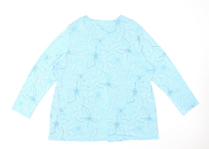 Heather Valley Women's Blue Floral Tunic Blouse Size 20 Long Sleeve
