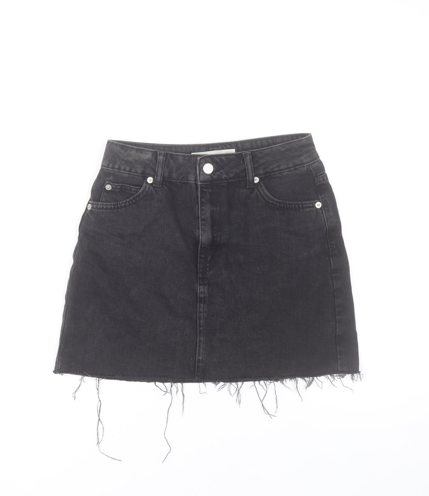 Topshop Women Black Denim A-Line Mini Skirt Size 6