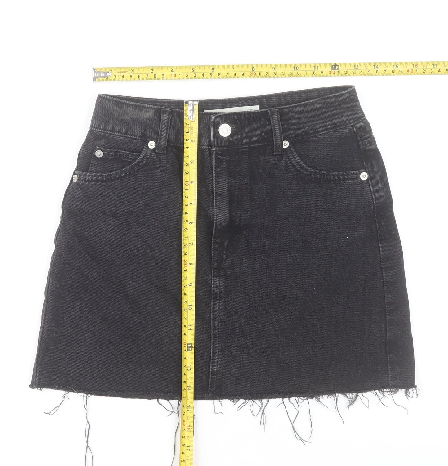 Topshop Women Black Denim A-Line Mini Skirt Size 6