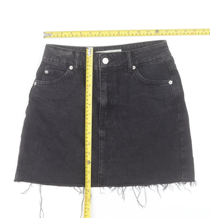Topshop Women Black Denim A-Line Mini Skirt Size 6