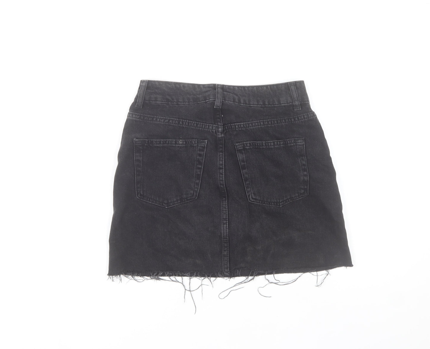 Topshop Women Black Denim A-Line Mini Skirt Size 6