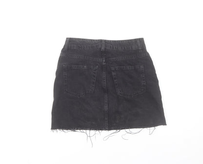 Topshop Women Black Denim A-Line Mini Skirt Size 6
