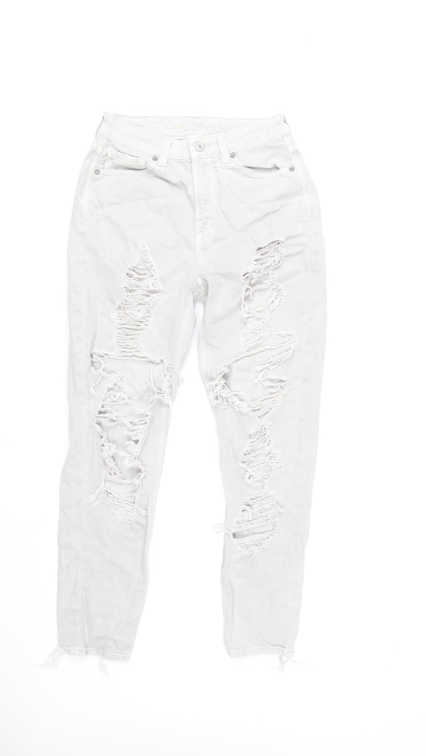 American Eagle Women’s White Distressed Mom Jeans Size 6 Regular