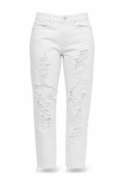 American Eagle Women’s White Distressed Mom Jeans Size 6 Regular