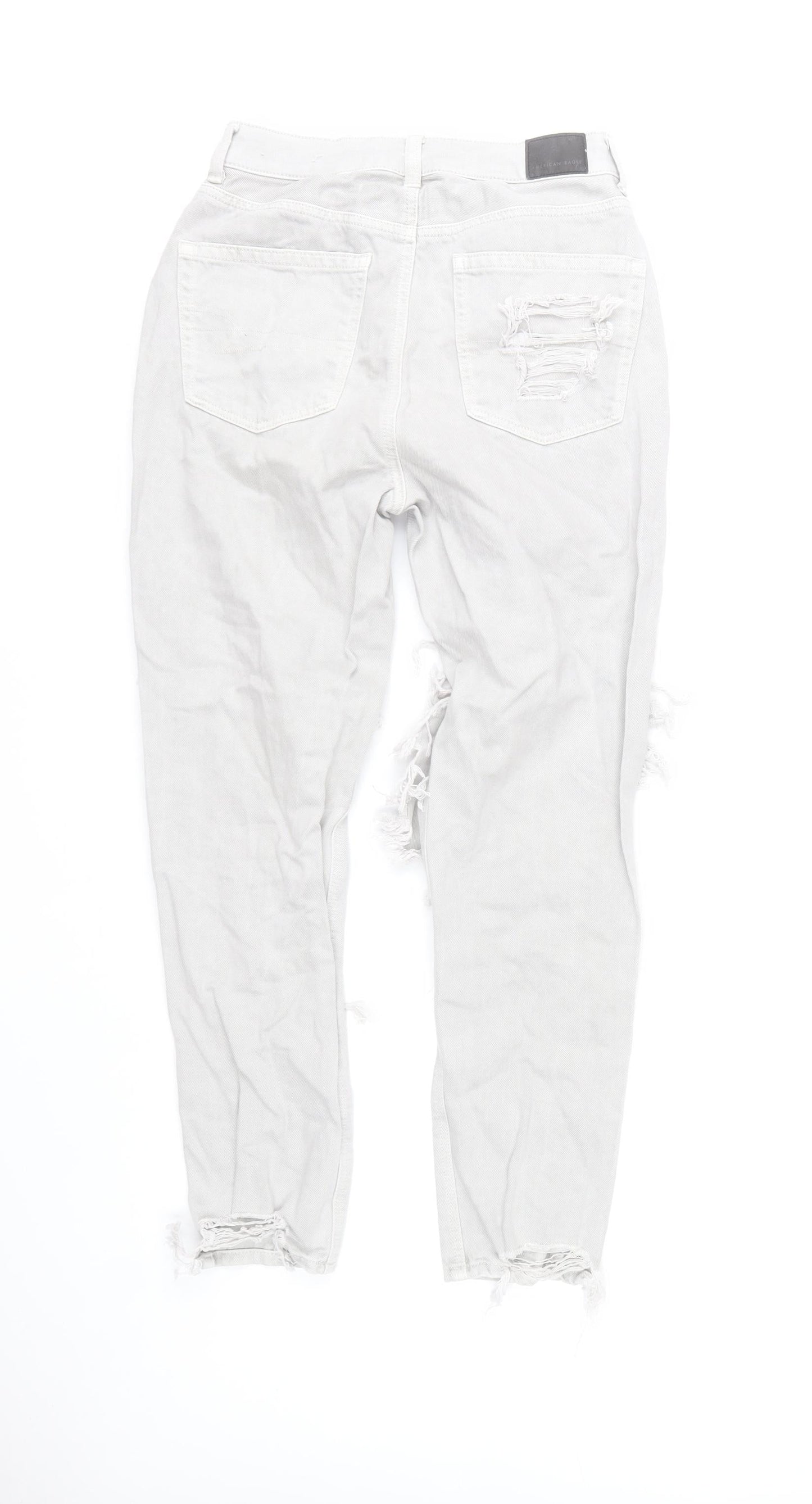 American Eagle Women’s White Distressed Mom Jeans Size 6 Regular