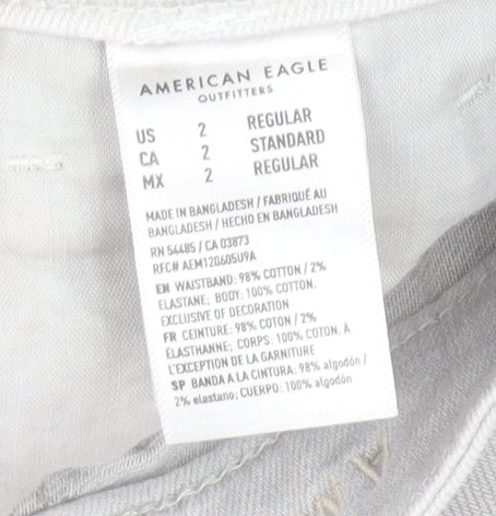 American Eagle Women’s White Distressed Mom Jeans Size 6 Regular