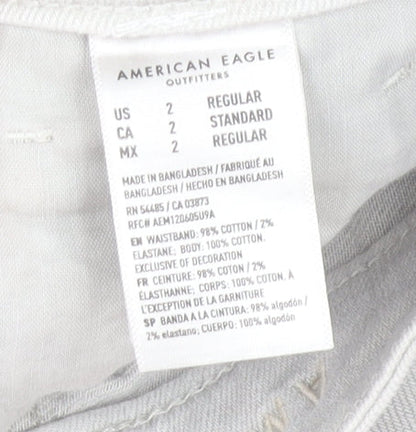 American Eagle Women’s White Distressed Mom Jeans Size 6 Regular