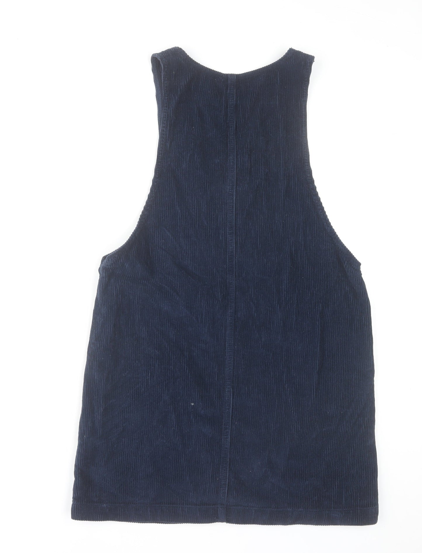 Topshop Moto Women's Blue Corduroy Zip Pinafore Dress Size 8