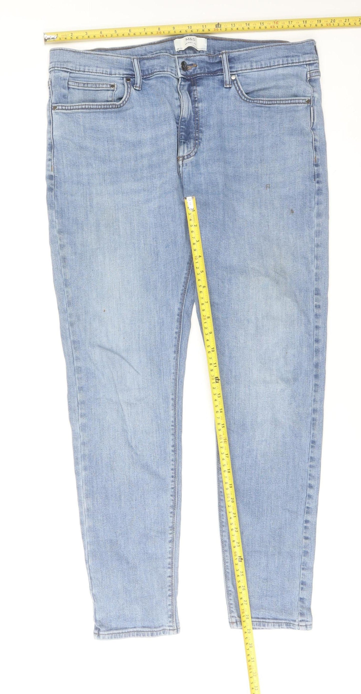 Marks and Spencer Men's Blue Skinny Denim Jeans 36W 31L