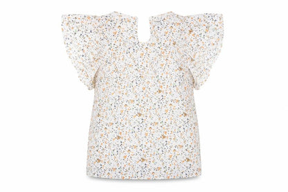 Vero Moda Women’s White Floral Ruffle Tunic Blouse Size S