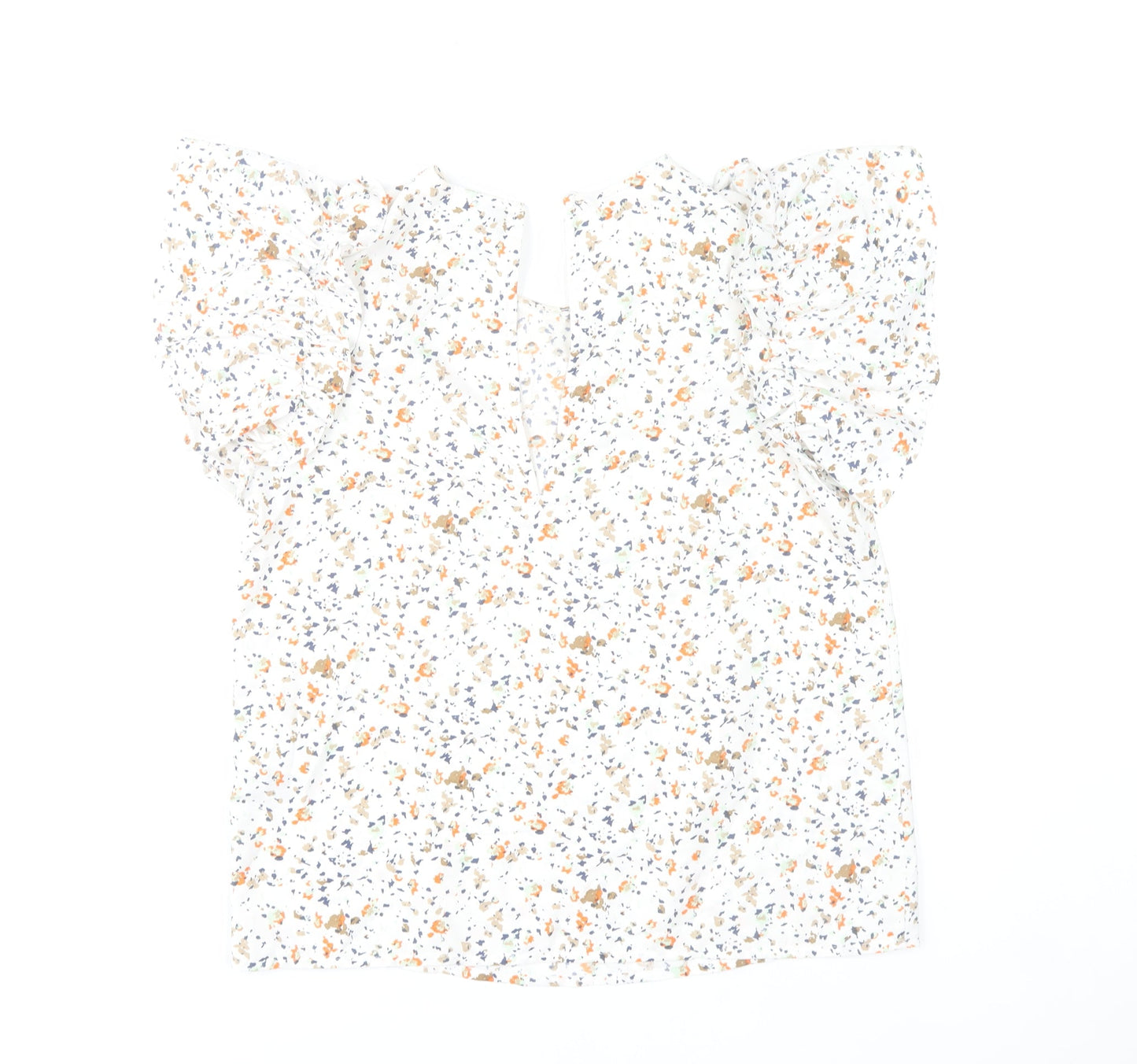 Vero Moda Women’s White Floral Ruffle Tunic Blouse Size S