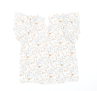 Vero Moda Women’s White Floral Ruffle Tunic Blouse Size S