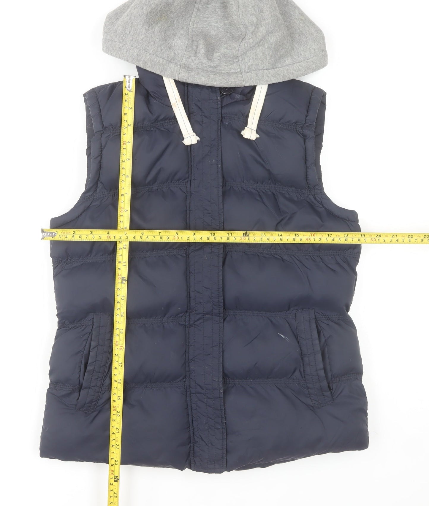 Dunnes Boys Blue Hooded Puffer Gilet Size 12 Years Nylon Padded Vest