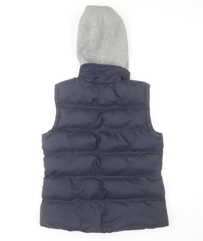 Dunnes Boys Blue Hooded Puffer Gilet Size 12 Years Nylon Padded Vest