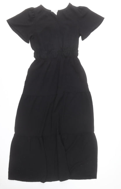 Monteau Los Angeles Women Black Midi A-Line Dress Size M