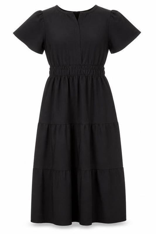 Monteau Los Angeles Women Black Midi A-Line Dress Size M
