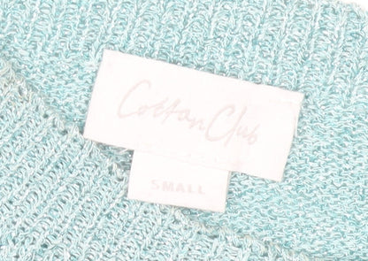 Cotton Club Womens Blue Short Sleeve Knit Jumper Small Lurex
