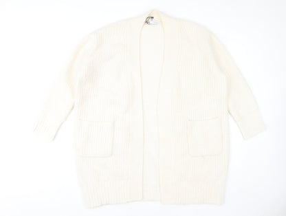 Zara Women's Ivory Chunky Knit Open Cardigan Size 12
