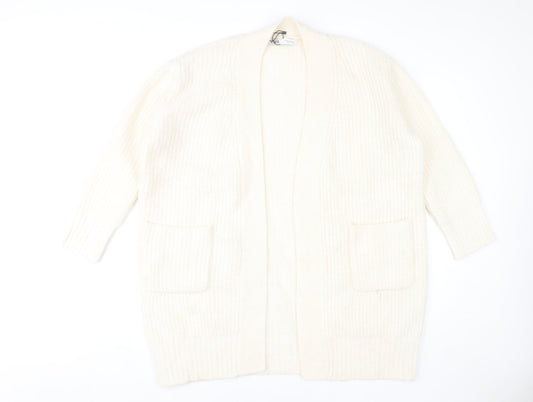 Zara Women's Ivory Chunky Knit Open Cardigan Size 12