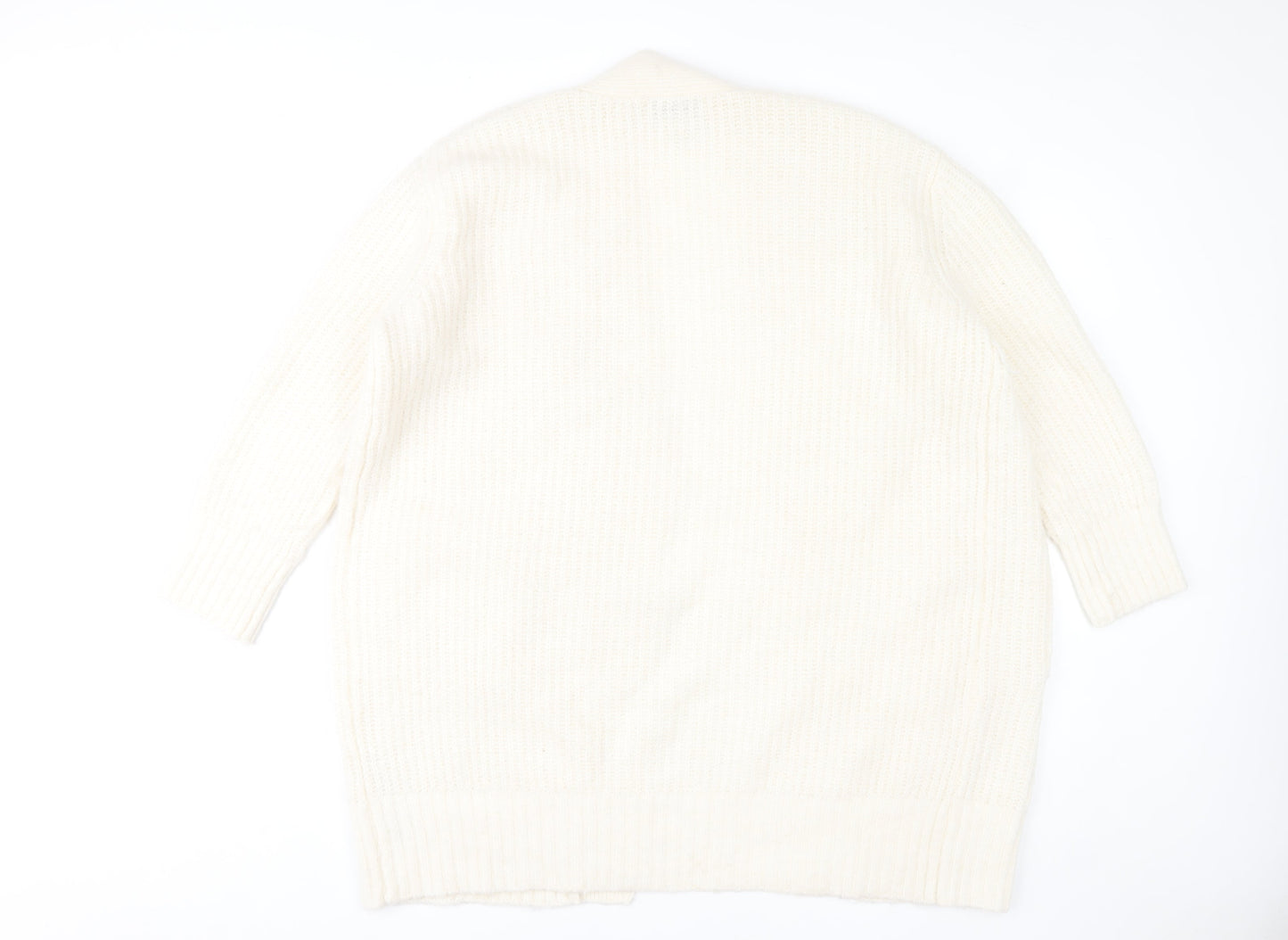 Zara Women's Ivory Chunky Knit Open Cardigan Size 12