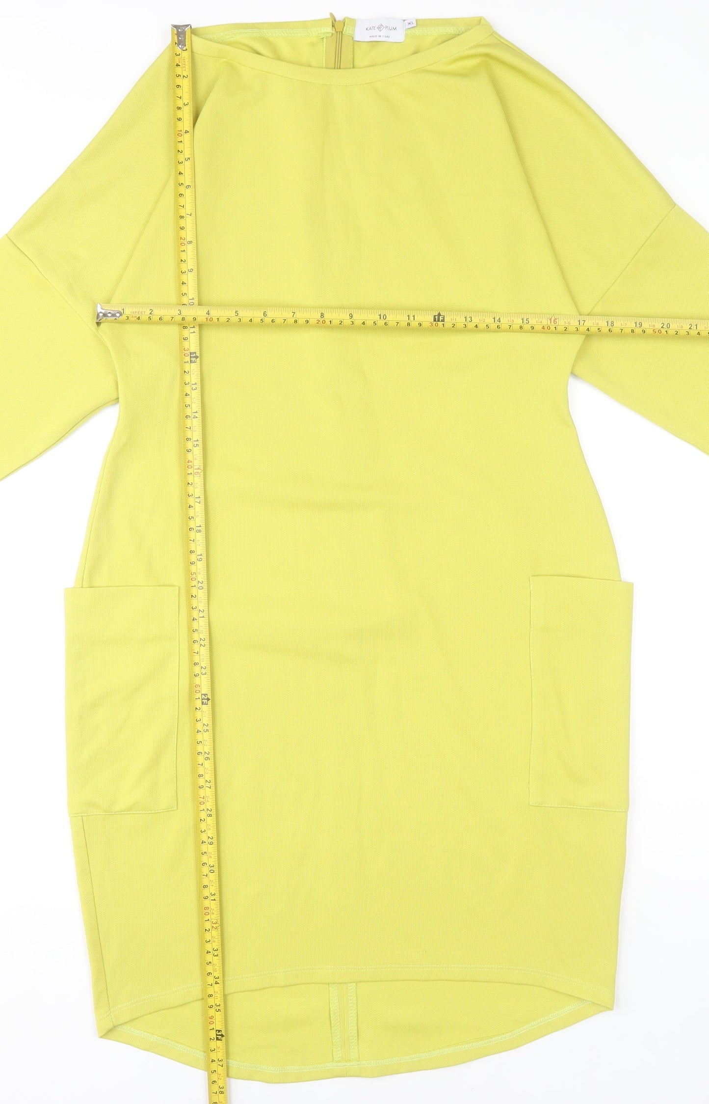 Kate Plum Women's Yellow XL Shift Dress with Pockets