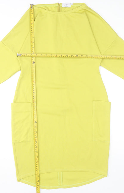 Kate Plum Women's Yellow XL Shift Dress with Pockets