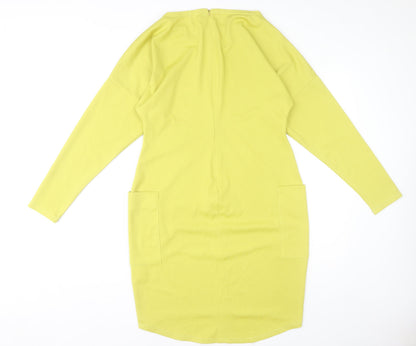 Kate Plum Women's Yellow XL Shift Dress with Pockets