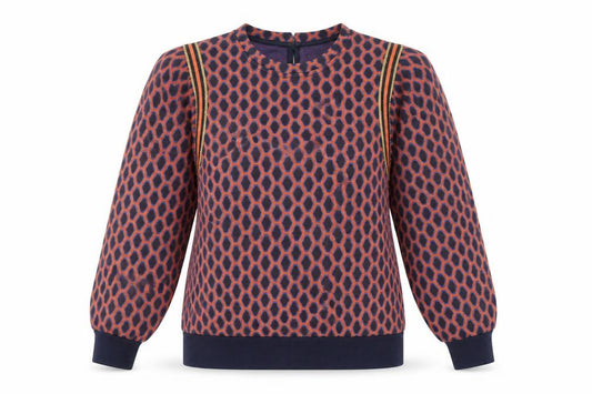 Savida Women's Multicoloured Puff Sleeve Pullover Sweatshirt Medium