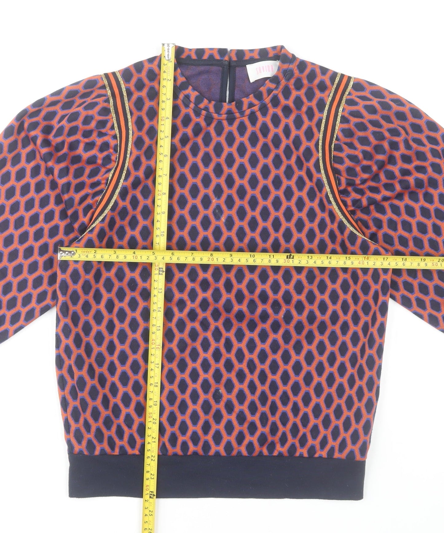Savida Women's Multicoloured Puff Sleeve Pullover Sweatshirt Medium