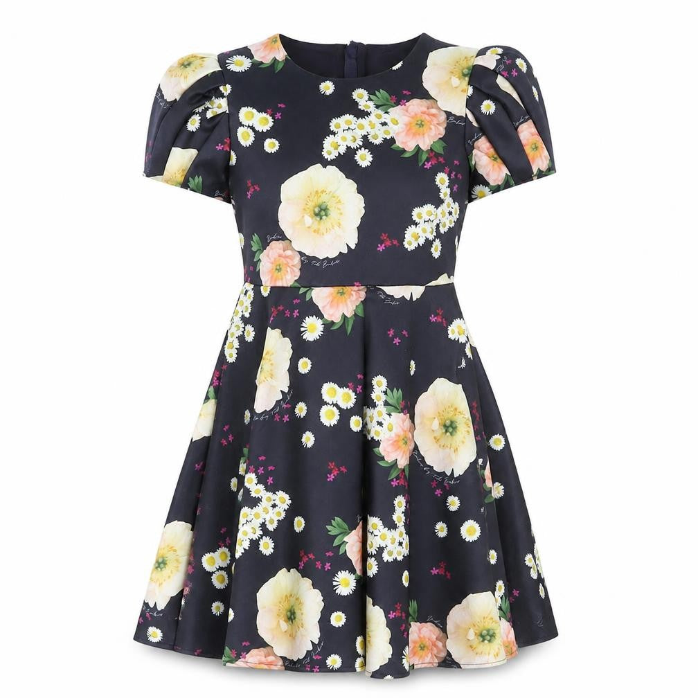 Front view of Ted Baker Teens Multicoloured Floral Fit & Flare Dress, size 12
