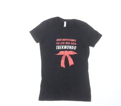 Bella+Canvas Womens Black Taekwondo Print Cotton T-Shirt Medium