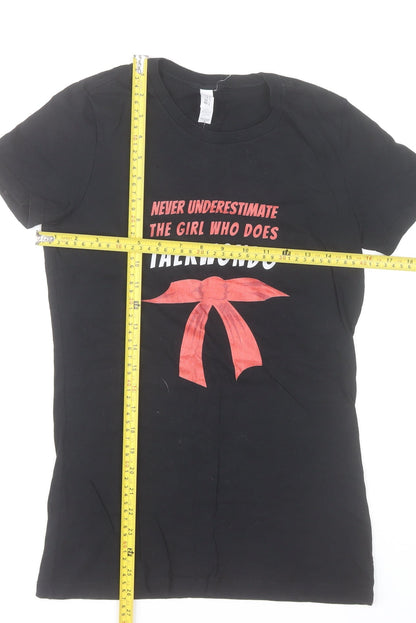Bella+Canvas Womens Black Taekwondo Print Cotton T-Shirt Medium