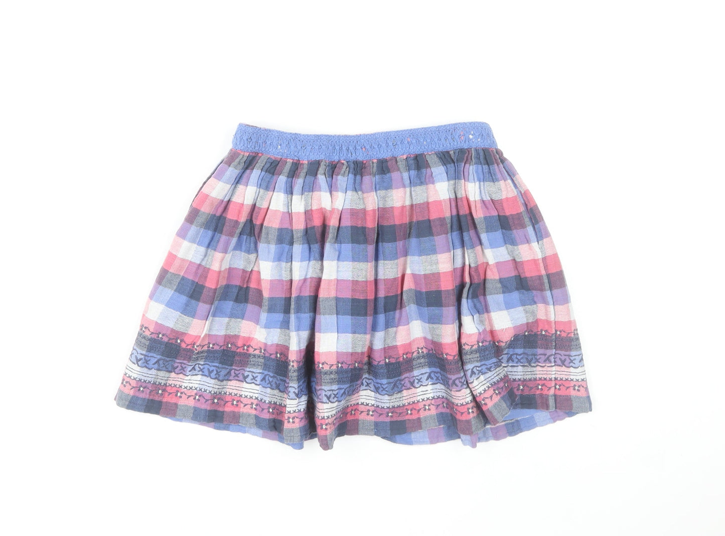 Fat Face Girls Multicoloured 10-11 Years A-Line Cotton Checked Skirt
