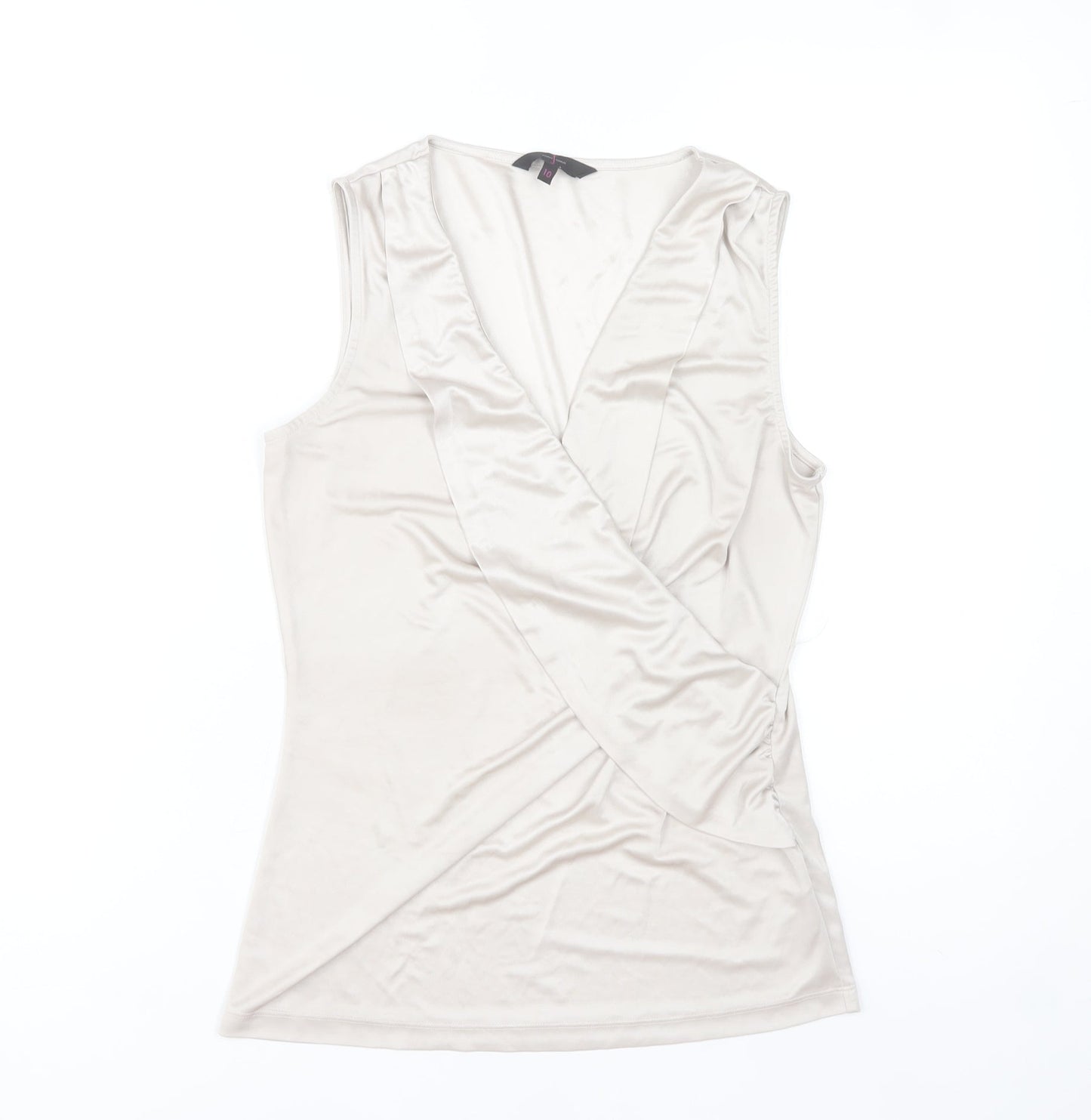 Jasper Conran Women’s Beige Wrap Sleeveless Blouse Size 10