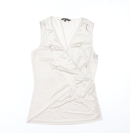 Jasper Conran Women’s Beige Wrap Sleeveless Blouse Size 10