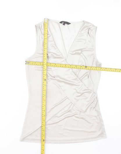 Jasper Conran Women’s Beige Wrap Sleeveless Blouse Size 10