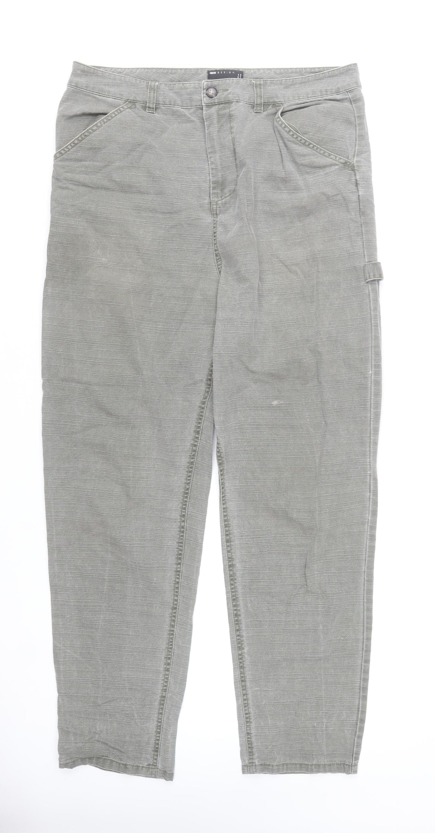 ASOS Design Men's Grey Cargo Trousers Size 34 Regular Fit