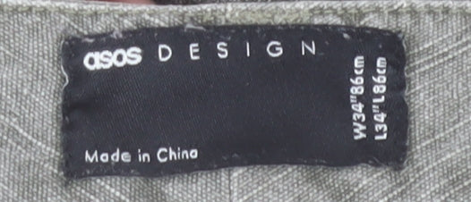 ASOS Design Men's Grey Cargo Trousers Size 34 Regular Fit