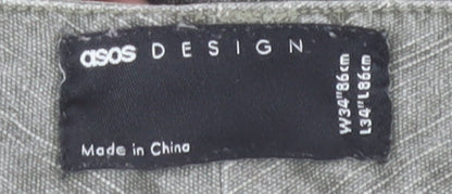 ASOS Design Men's Grey Cargo Trousers Size 34 Regular Fit