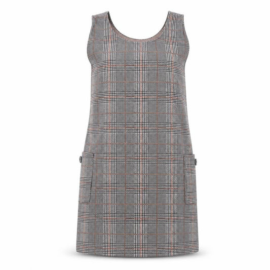 Rowen Avenue Women's Grey Check Pinafore Dress L Stretch Knit